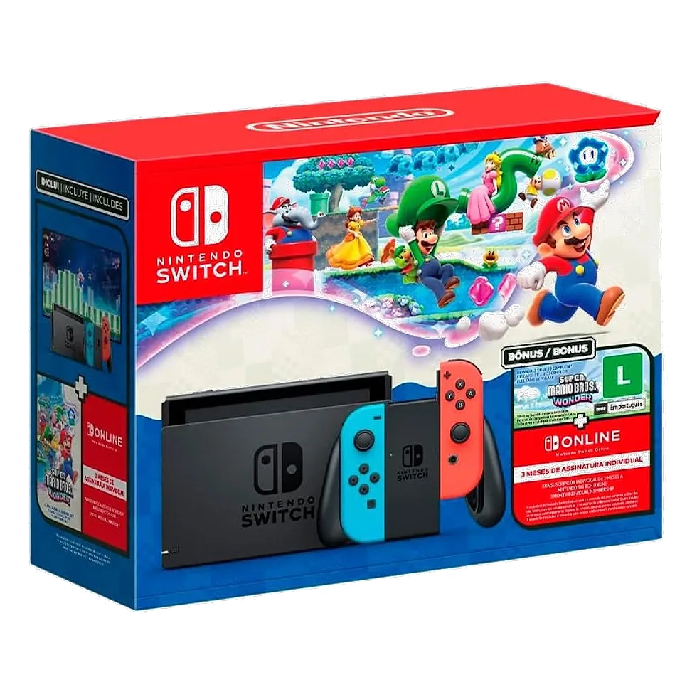 Nintendo Switch padrão com Joy-Cons coloridos