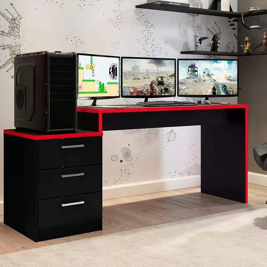 Espresso DRX 5000 mesa gamer de 178cm com tampo MDF e estrutura de aço — vista frontal