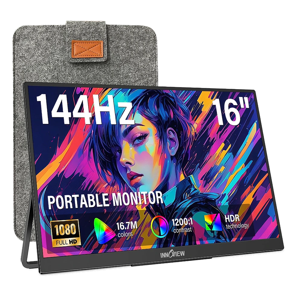InnoView monitor portátil de 16 polegadas e 144Hz com capa protetora