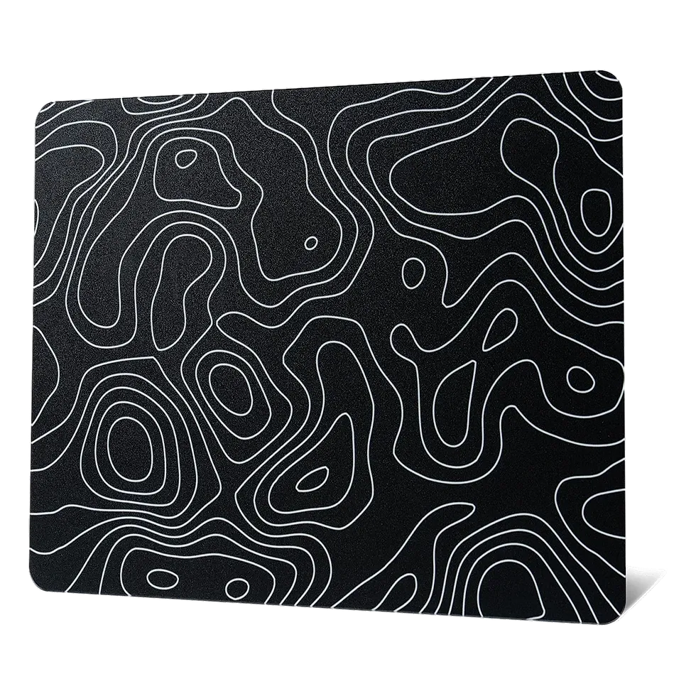 XVX — mousepad rígido de vidro topográfico preto 410x310mm com base antiderrapante