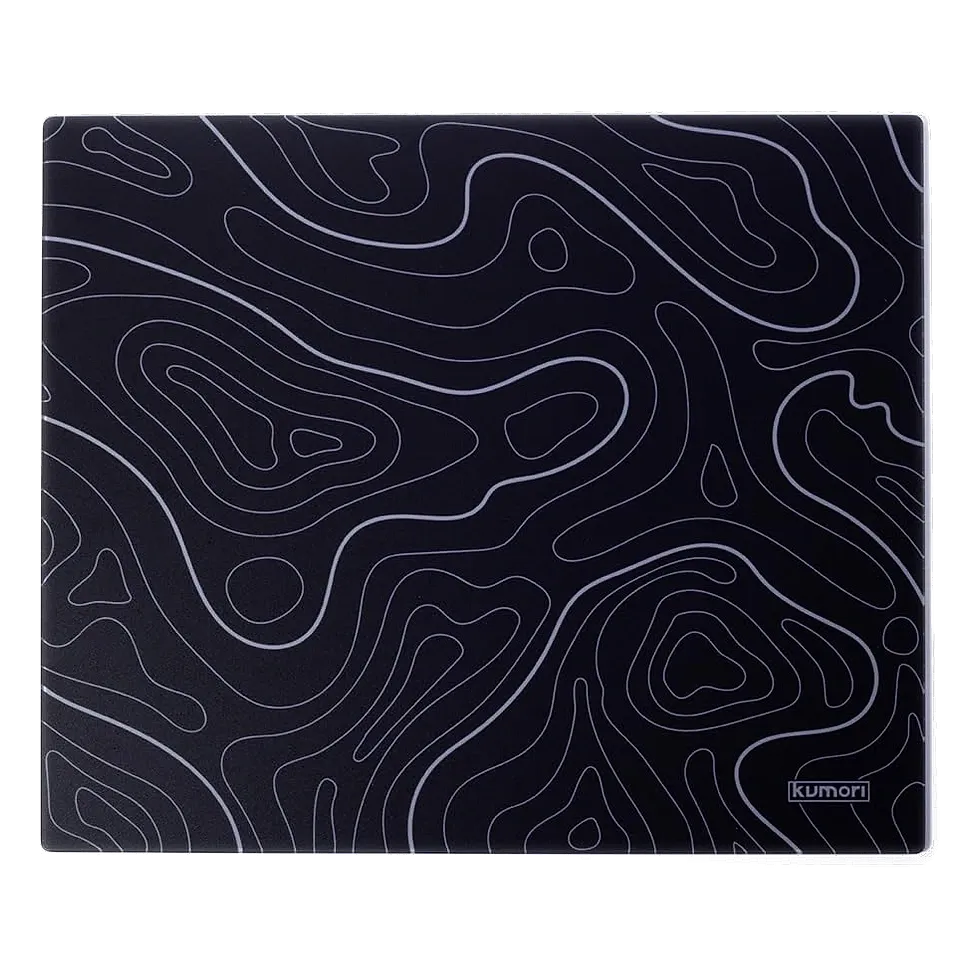KUMORI GlassPad Speed — mousepad de vidro temperado 490x420mm com tecnologia anti-reflexo