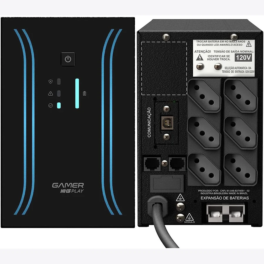 Nobreak NHS Gamer Play 1000VA com onda senoidal pura para PC gamer
