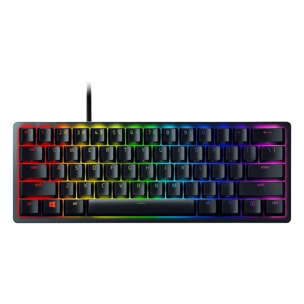 Teclado mecânico Razer Huntsman Mini 60% preto com RGB Chroma e keycaps PBT