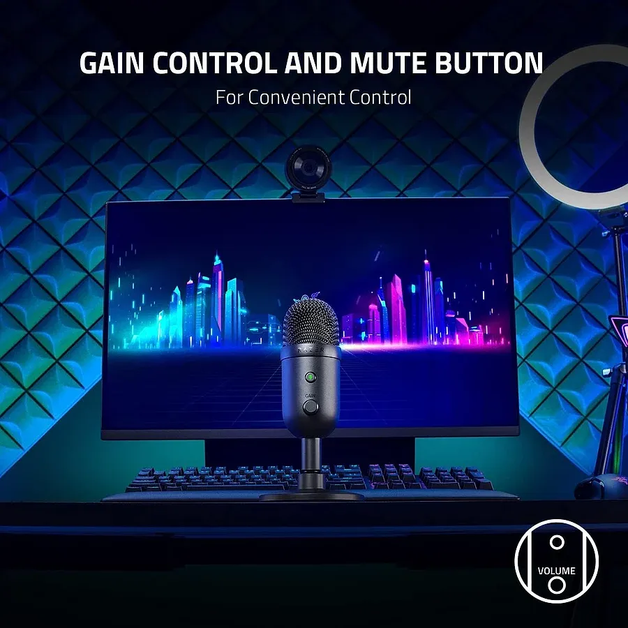 Razer Seiren V2 X microfone condensador USB supercardioide para stream e podcast