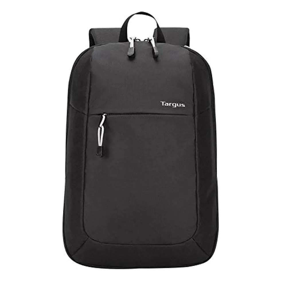 Mochila Targus Intellect Essentials TSB966 preta vista de frente com zíper frontal e alça superior