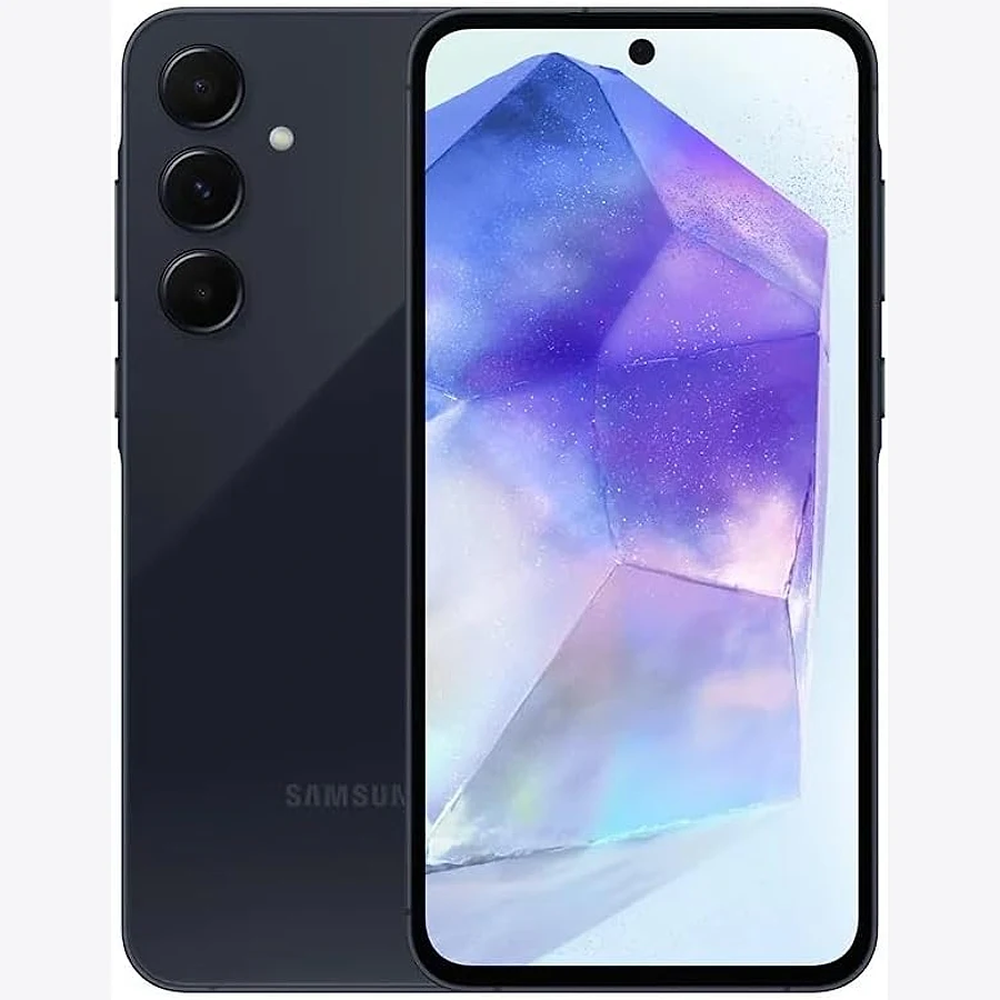 Samsung Galaxy A55 5G 256GB em acabamento Awesome Navy com câmera tripla e tela AMOLED 120Hz