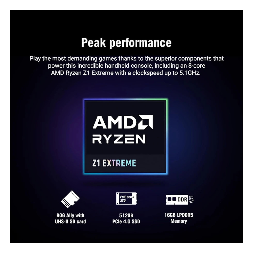 ASUS ROG Ally branco ligado com o logotipo ROG em destaque na tela