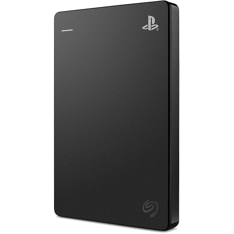 HD externo Seagate Game Drive PlayStation 2TB com acabamento preto e LED azul na lateral
