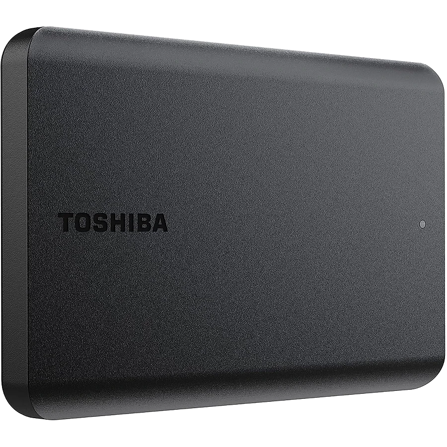 Toshiba Canvio Basics HD externo portátil em corpo preto compacto