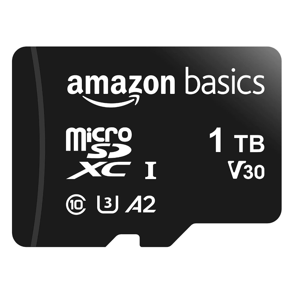 Cartão de memória microSDXC preto da Amazon Basics com 1TB de capacidade e adaptador SD