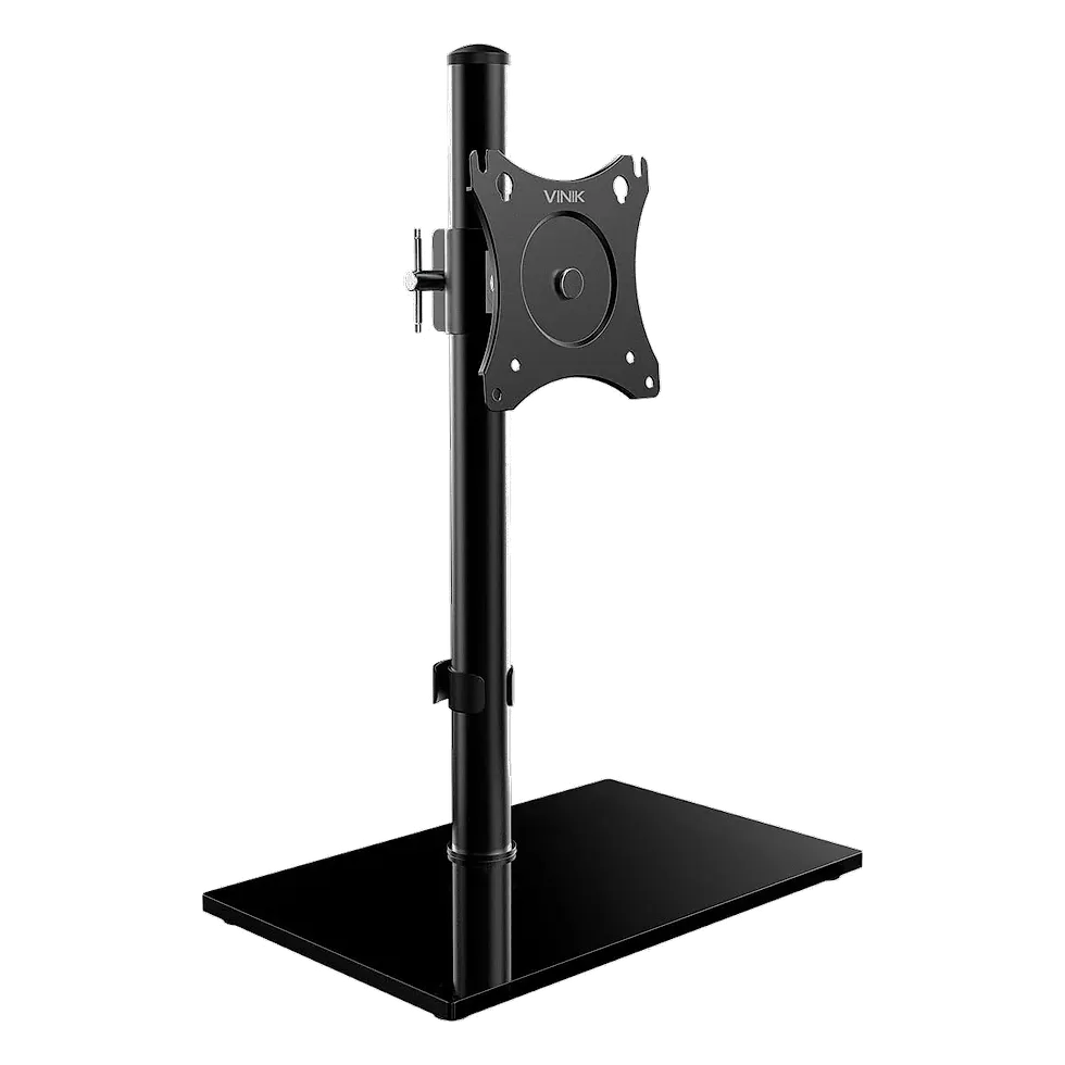 Suporte Vinik SM420C fixo de mesa com haste em aço e base de vidro para monitor