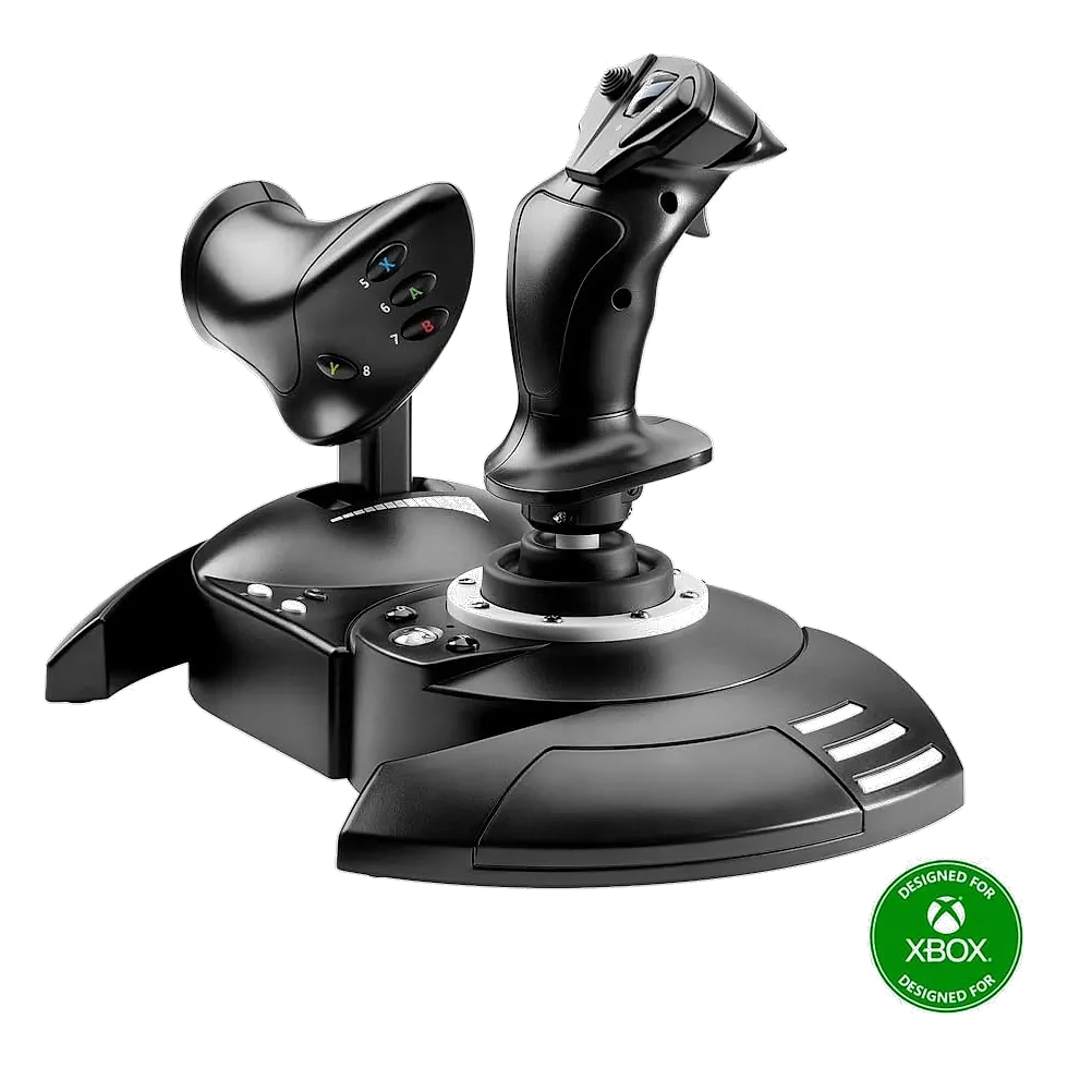 Thrustmaster T-Flight Hotas One preto com acelerador destacável e selo Designed for Xbox na base