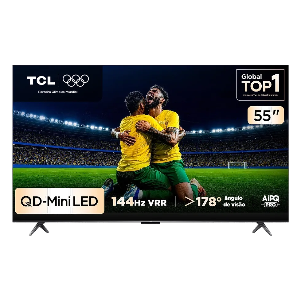 TCL C6K 55 polegadas QD-Mini LED 4K TV gamer com 144Hz e FreeSync Premium Pro