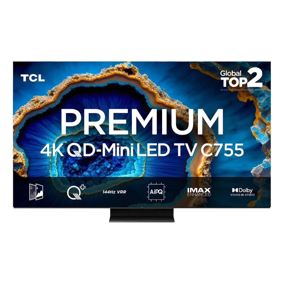 TCL C755 65 polegadas QD-Mini LED 4K TV gamer com 144Hz e 4 portas HDMI 2.1