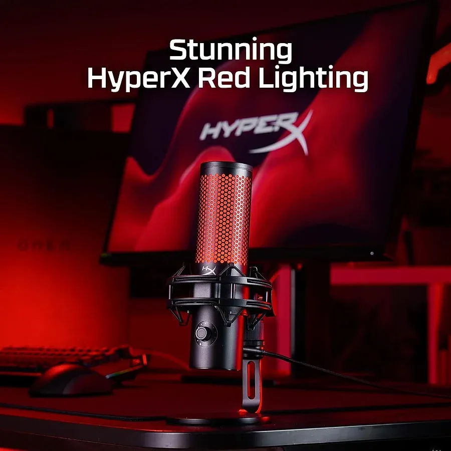 HyperX QuadCast 2 microfone USB condensador com tap-to-mute, controle de ganho e iluminação RGB