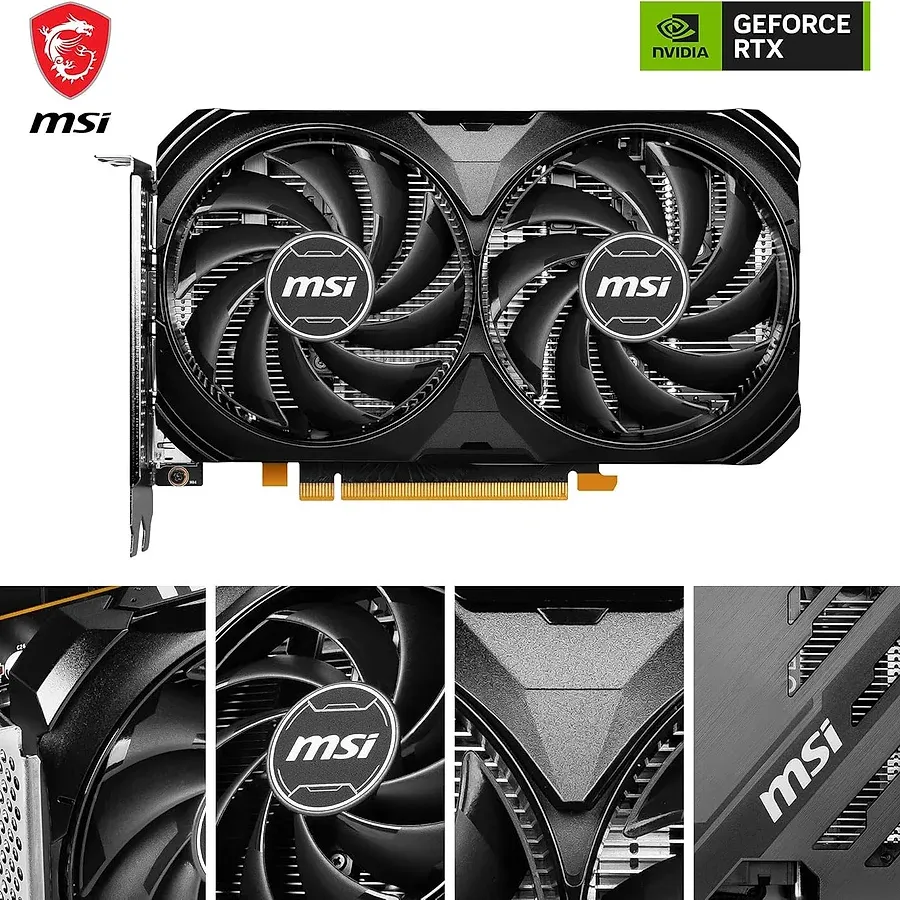 Placa de vídeo MSI GeForce RTX 4060 Ventus 2X Black OC 8GB GDDR6 para PC gamer