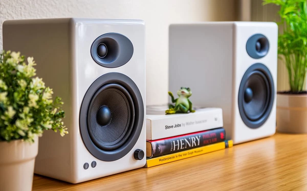 Como Escolher Caixa de Som: Guia Completo 2026 Caixas de som Bluetooth portáteis e de mesa lado a lado — guia de compra 2026