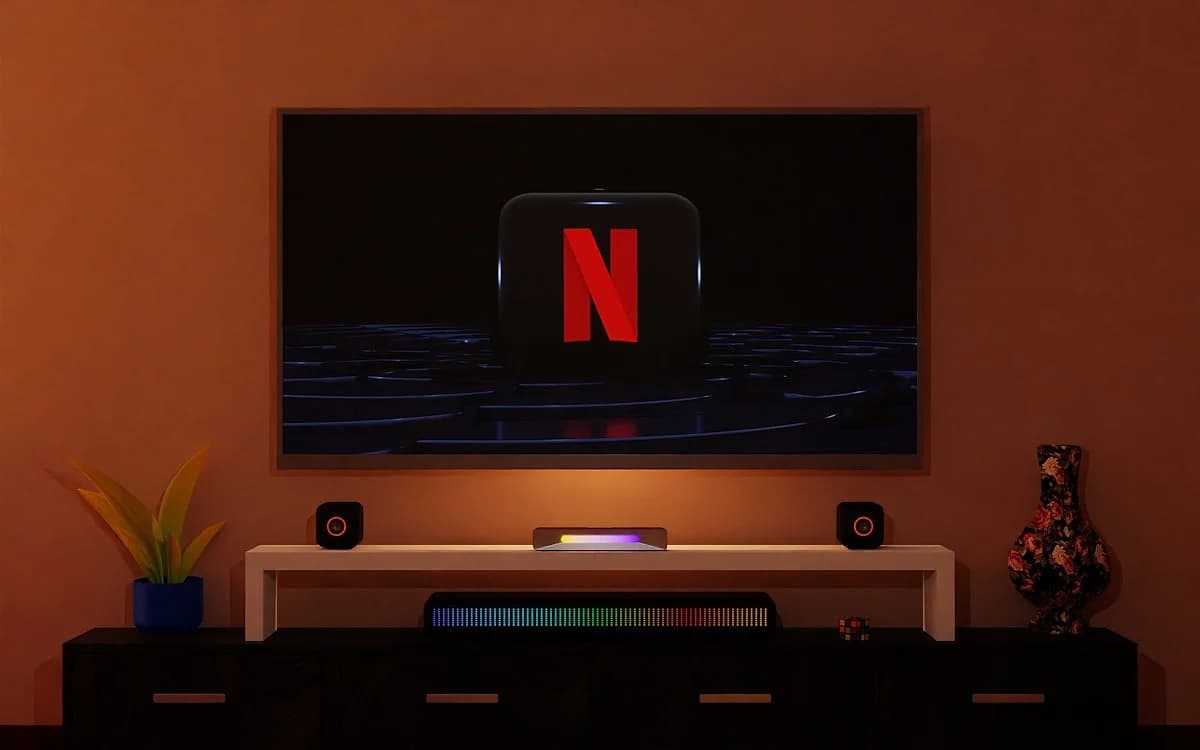 Melhor Soundbar até R$ 1.000 em 2026 Soundbar compacta posicionada abaixo de uma TV em uma sala com iluminação ambiente