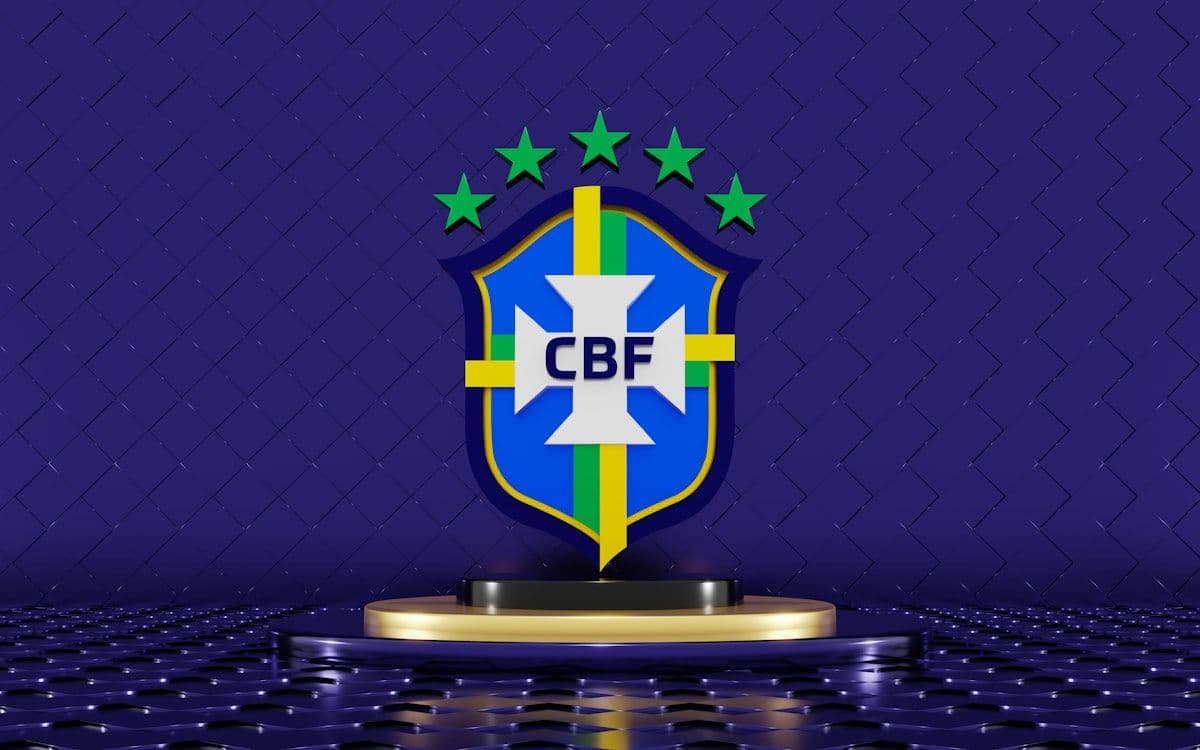 Emblema azul e amarelo dos esports brasileiros com estrelas Emblema azul e amarelo com estrelas representando a cultura dos esports no Brasil