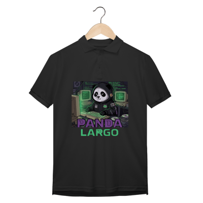 Camiseta Polo Masculina Geek Panda Largo Malha Prime