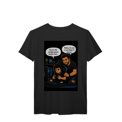 Camiseta Masculina Gamer Pai e Filho Estampa Player 2 Prime
