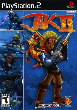 Cena emocionante de Jak 2: Renegade no PS2, mostrando ação e aventura