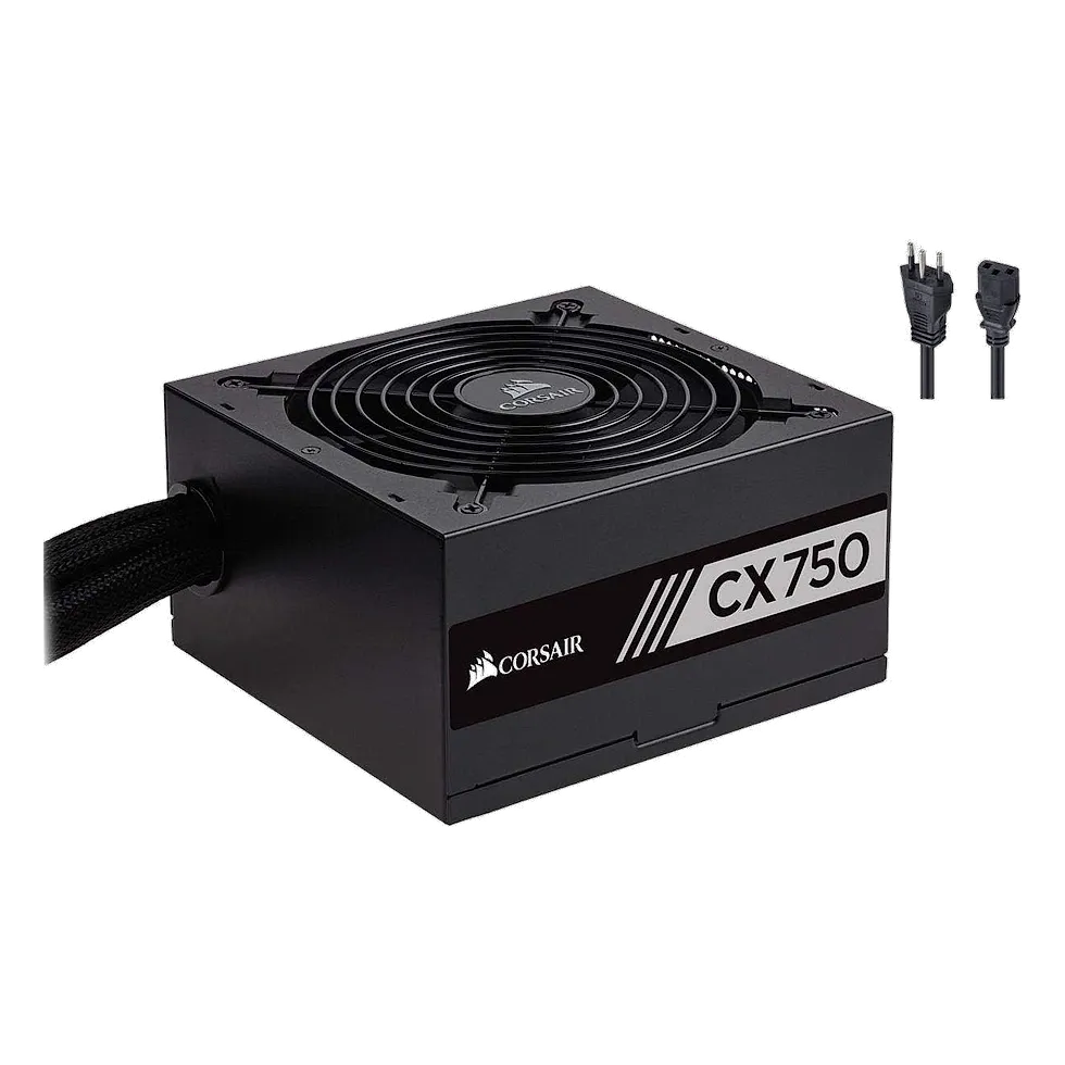 Fonte Corsair 750W 80 Plus Bronze Cx750 - Cp-9020123-Br, PRETO Corsair CX750 750W em imagem oficial de produto da Amazon